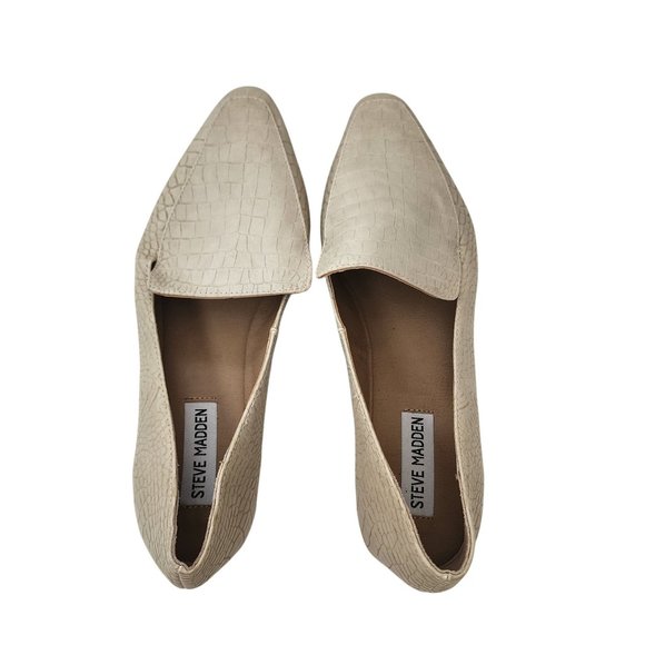 Steve Madden Gemmy Beige Crocodile Embossed Loafers Size 8 - Picture 1 of 11